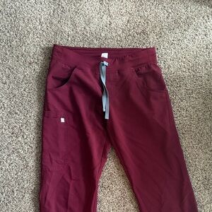 Figs Kade Maroon Drawstring Scrub Pants
